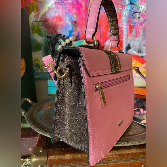 Beautiful Pink Glitter ALDO Statement Purse Bag top carry or Shoulder Strap π - Picture 6 of 8